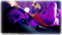 Free bondage photo Honour May rope bondage, barefoot, bedroom, cock gag, nude, crotch rope, frogtie