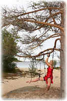 Free bondage photo Ariel Anderssen rope bondage, barefoot, satin, self bondage, suspension, nude, outdoor