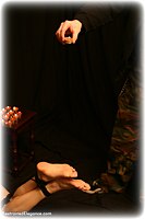 Free bondage photo Beata rope gag, barefoot, hot wax, lingerie, foot torture