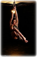 Free bondage photo Cate Harrington rope bondage, barefoot, suspension, nude, topless
