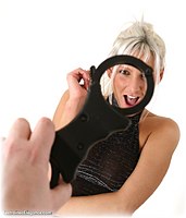 Free bondage photo Francesca Lee ballgown, handcuffs, shoes