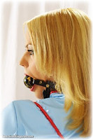 Free bondage photo Jasmine Sinclair ballgag, rope bondage, barefoot, pvc