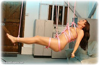 Free bondage photo Jessica Wood rope bondage, barefoot, suspension, nude