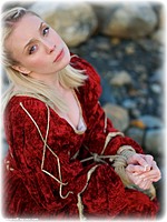 Free bondage photo Katy Cee rope bondage, boots, medieval, outdoor, ungagged