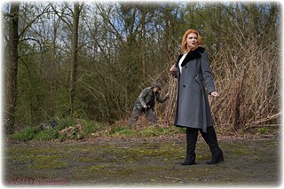 Bondage photo pic picture Scarlett Foxett rope bondage, barefoot, horror, blouse, skirt, boots, nude, outdoor, crotch rope, redhead
