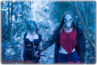 Bondage photo pic picture Cherry English and Lucy Lauren rope bondage, frogtie, barefoot, shackles, horror, skirt, boots, humiliation, leg irons, lingerie, chains, metal bondage, collar, nude, outdoor, ungagged, fantasy