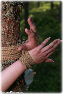 Bondage photo pic picture Pling rope bondage, barefoot, blonde, medieval, outdoor, ungagged