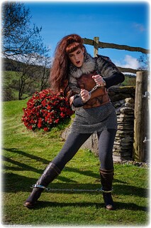 Bondage photo pic picture Zoe Page handcuffs, boots, leg irons, medieval, chains, metal bondage, ungagged, redhead