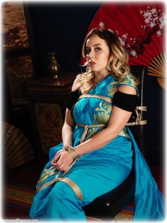 Bondage photo pic picture Millie Fenton sari, barefoot, brunette, rope bondage, gag