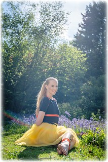 Bondage photo pic picture Ariel Anderssen rope bondage, barefoot, blonde, blouse, skirt, outdoor, ungagged, reverse prayer