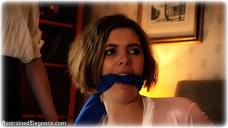 Bondage photo pic picture Aria Wednesday and Ariel Anderssen rope bondage, girlgirl, barefoot, bedroom, blonde, humiliation, lesbian, lingerie, cloth gag, nude, frogtie