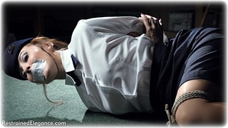 Bondage photo pic picture Ariel Anderssen and Sophia Smith rope bondage, blonde, hogtie, blouse, shoes, skirt, brunette, business wear, cloth gag, stockings, tape gag, pencil skirt, uniform