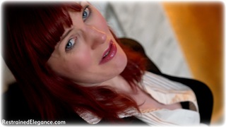 Bondage photo pic picture Kitty Quinzell rope bondage, barefoot, blouse, skirt, business wear, pencil skirt, redhead