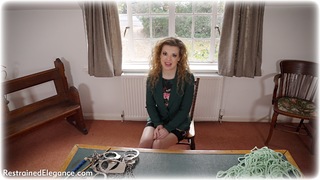 Bondage photo pic picture Bunnie Stevens rope bondage, bastinado, handcuffs, shackles, hogtie, brunette, cane, leg irons, chains, metal bondage, collar, tickling, vibrator