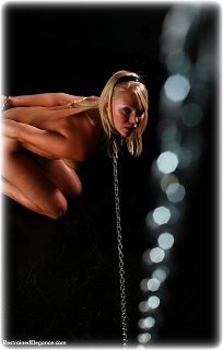 Bondage photo pic picture Abigail Toyne handcuffs, shoes, chains, slave training, metal bondage, collar, nude