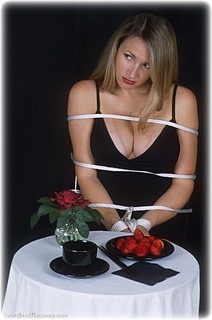 Bondage photo pic picture Andrea Neal rope bondage, dress, ungagged