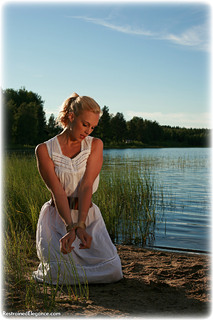 Bondage photo pic picture Ariel Anderssen rope bondage, barefoot, outdoor
