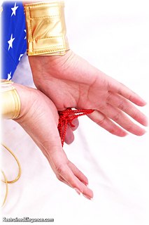 Bondage photo pic picture Charisma Cole ballgag, barefoot, hogtie, humiliation, topless