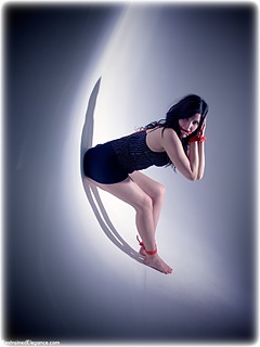 Bondage photo pic picture Chloe James rope bondage, barefoot, skirt, cloth gag, corset