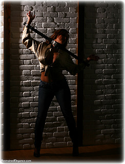 Bondage photo pic picture Christina Carter barefoot, blouse, shoes