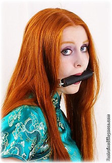 Bondage photo pic picture Gemma Craven handcuffs, bit gag, latex, leather bondage, chains, spanking, chinese dress, stockings, collar, corporal punishment, riding crop, whipping
