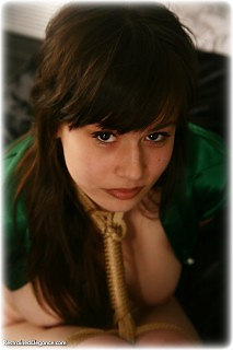 Bondage photo pic picture Jade and Chanta Rose girlgirl, rope bondage, barefoot, satin, blouse, humiliation, silk, lesbian, topless