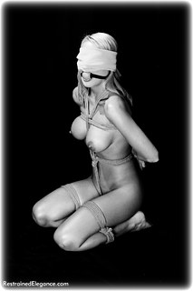 Bondage photo pic picture Jasmine Sinclair ballgag, rope bondage, barefoot, blindfold, nude