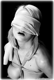 Bondage photo pic picture Jasmine Sinclair ballgag, rope bondage, barefoot, blindfold, nude