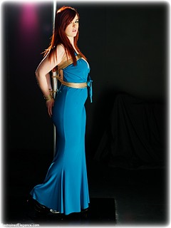 Bondage photo pic picture Jaye Rose rope bondage, ballgown, barefoot, shoes, ungagged