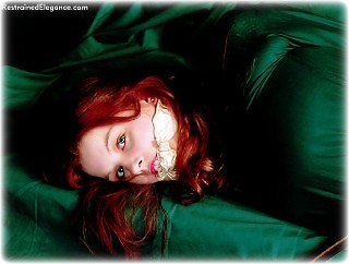 Bondage photo pic picture Temptress Kate rope bondage, barefoot, cloth gag, medieval