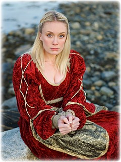 Bondage photo pic picture Katy Cee rope bondage, boots, medieval, outdoor, ungagged