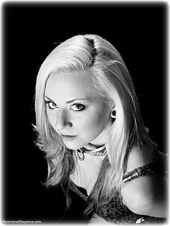 Bondage photo pic picture Natalia K barefoot, shackles, chains, leg irons, metal bondage, collar, dress, ungagged