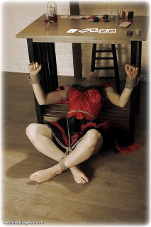 Bondage photo pic picture Paige Robbins rope bondage, barefoot, topless