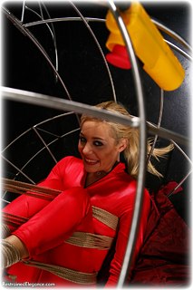 Bondage photo pic picture Paige Robbins and Chanta Rose barefoot, cage, suspension, rope bondage