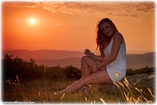 Bondage photo pic picture Penny Lee barefoot, handcuffs, leg irons, lingerie, metal bondage, outdoor, dress