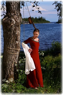 Bondage photo pic picture Pling rope bondage, barefoot, medieval, outdoor