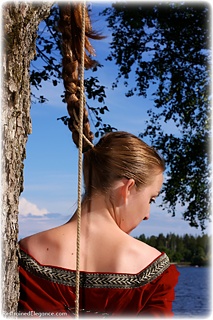 Bondage photo pic picture Pling rope bondage, barefoot, medieval, outdoor