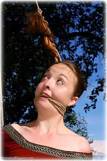 Bondage photo pic picture Pling rope bondage, barefoot, medieval, outdoor