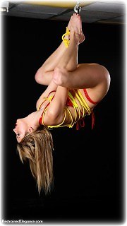 Bondage photo pic picture Ruby rope bondage, barefoot, suspension, uniform