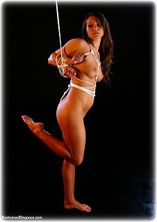 Bondage photo pic picture Samantha Olivia-Paige barefoot, rope bondage, strappado, nude
