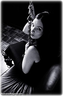 Bondage photo pic picture Sophia Landi ballgown, shackles, shoes, leg irons, chains, metal bondage, collar