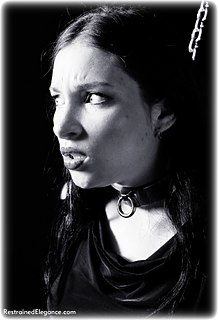 Bondage photo pic picture Sophia Landi ballgown, shackles, shoes, leg irons, chains, metal bondage, collar