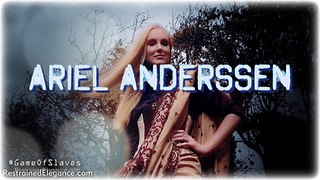 Bondage photo pic picture Ariel Anderssen and Janey rope bondage, ballgag, girlgirl, barefoot, bedroom, blonde, brunette, slave training, sm factory, lesbian, metal bondage, collar, nude, frogtie