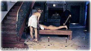 Bondage photo pic picture Ariel Anderssen, Sammie B and Temptress Kate girlgirl, rope bondage, barefoot, satin, hot wax, blouse, humiliation, lesbian, foot torture