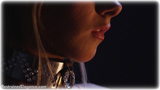 Bondage photo pic picture Tillie barefoot, handcuffs, leg irons, chains, metal bondage, collar, nude, ungagged