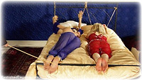 Free bondage photo Amy Hunter and Ariel Anderssen rope bondage, barefoot, bastinado, harem, humiliation, cane, slave training